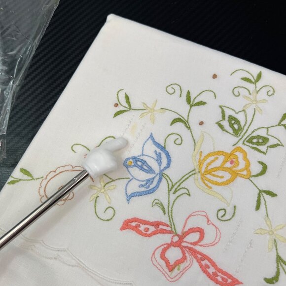 Vintage Belcrests Embroidered Broderie Pillow Cases 100% Cotton Percale One Pair - Picture 8 of 9